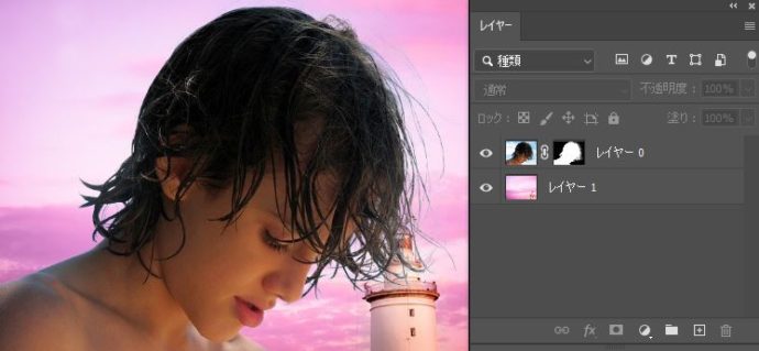PhotoShop】髪の毛を一瞬で選択して背景を変更(被写体選択)  デイレコ 